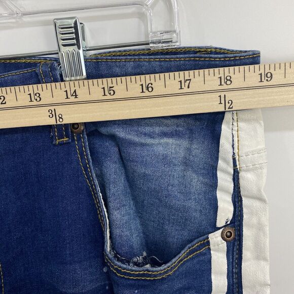 M Society Denim Jeans Mens Actual Size 38Wx31 Blue Paint Splattered Side Stripes - Picture 10 of 13